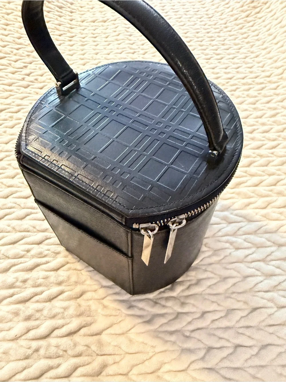 Burberry Black Leather Cylinder Vanity Bag